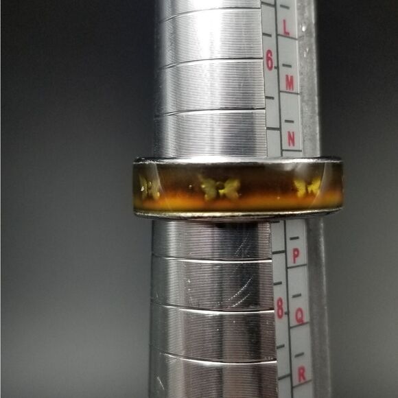 Amber melt butterfly colony frozen in time ring size 7. R142 - Picture 1 of 3